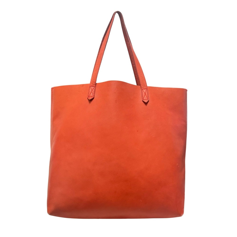 Madewell Transport Tote Women Large Orange Leather Good Minimalist Shoulder Bag